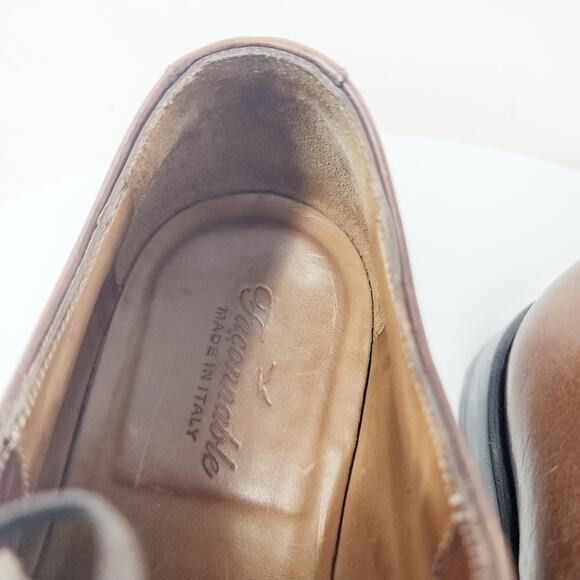 Faconnable Derby Dress Shoes Men 10.5 Brown Leather Plain Toe Fresh Polish 7162 main image 7